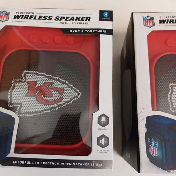 Soar NFL Kansas City Chiefs (2) Bluetooth MINI Wireless Speakers With LED Lights - Picture 2 of 4